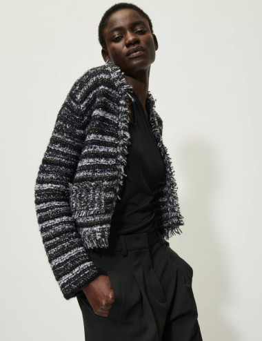 Fancy tweed fringe jacket -...