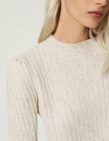Sequined ribbed sweater -...