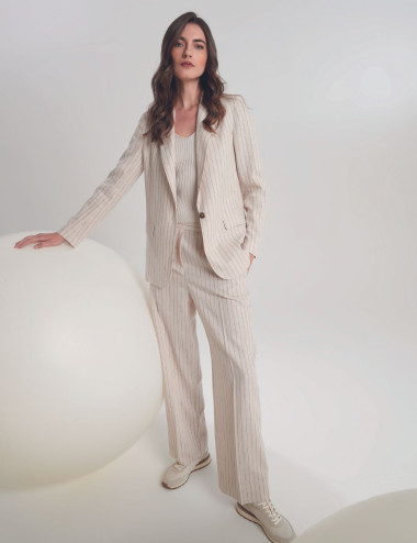 Trousers in viscose and linen