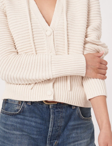 Ivory cotton knitted cardigan