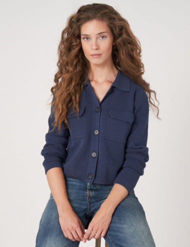 Navy cotton knitted cardigan