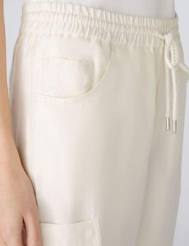 Cream elastic waistband pants