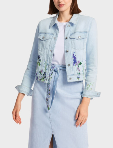 Denim jacket with flower print