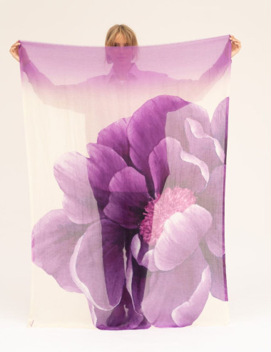 Scarf with painted purple...