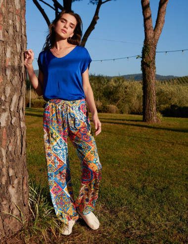 Multicoloured printed trousers