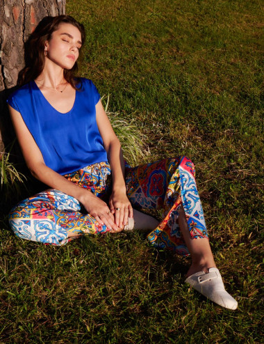 Multicoloured printed trousers