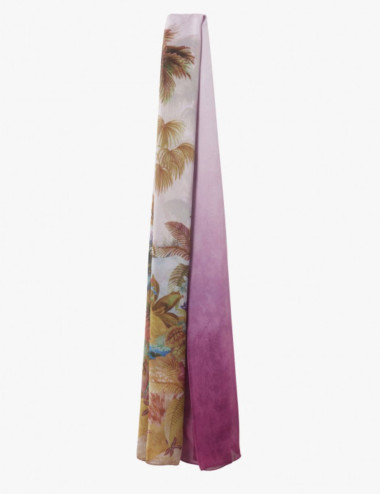 Lilac pure silk scarf with...