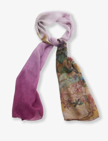 Lilac pure silk scarf with...