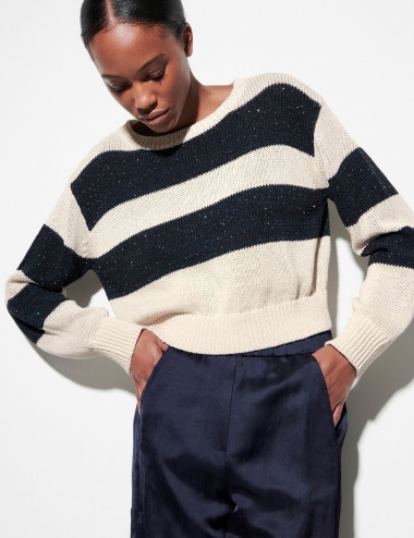 Pullover with block stripes