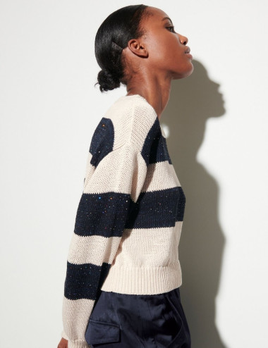 Pullover with block stripes