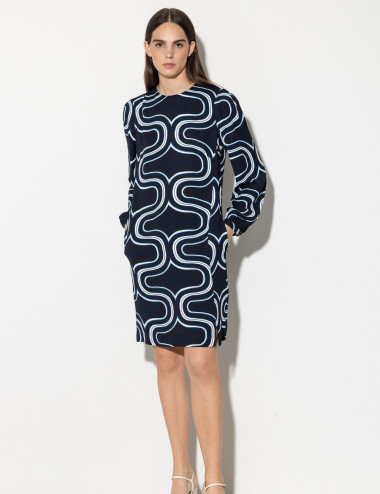 Dress with wave print