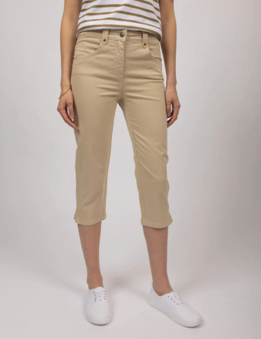 Élodie Beige Cropped Trousers