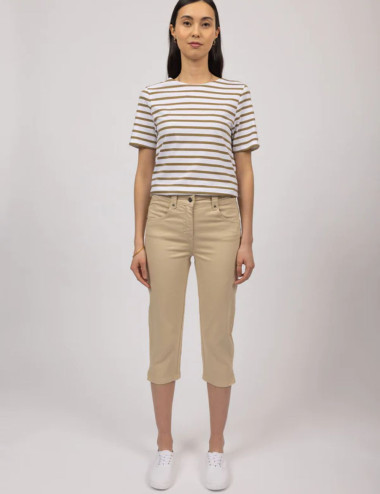 Élodie Beige Cropped Trousers