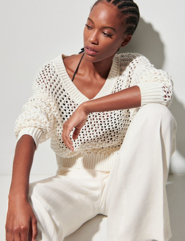 Linen blend pullover