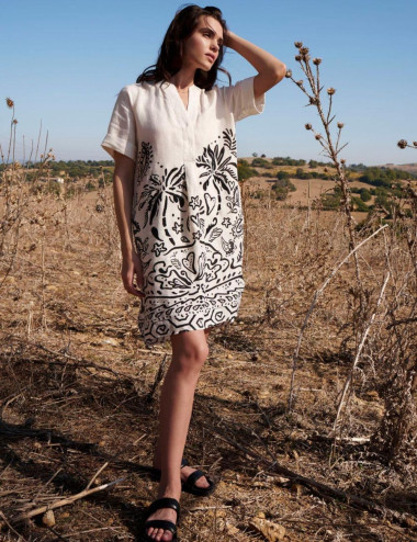 Desert print linen dress