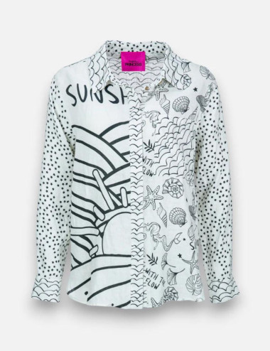 Sunshine print linen blouse