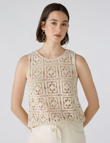 Cotton blend crochet top