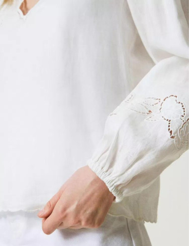 White blouse with puffed...