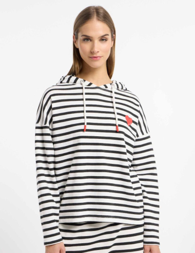 Black and white striped hoodie