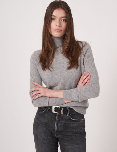 chandail gris col roulé pour femme Repeat