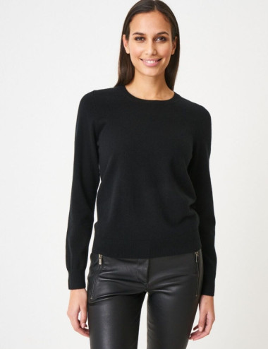 chandail noir cachemire col rond pour femme Repeat