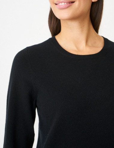 chandail noir cachemire col rond pour femme Repeat