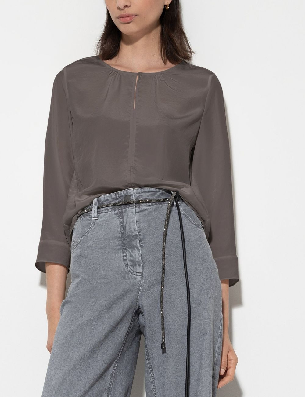 Luisa Cerano Dark Blue Silk Blend Top 378989 7599 0294 main image 1