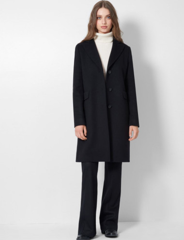 Manteau droit en laine et...