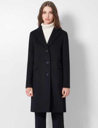 Manteau droit en laine et...