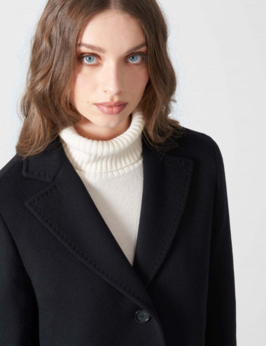 Manteau droit en laine et...