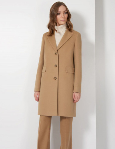 Manteau droit en laine et...