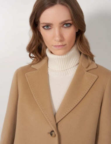 Manteau droit en laine et...