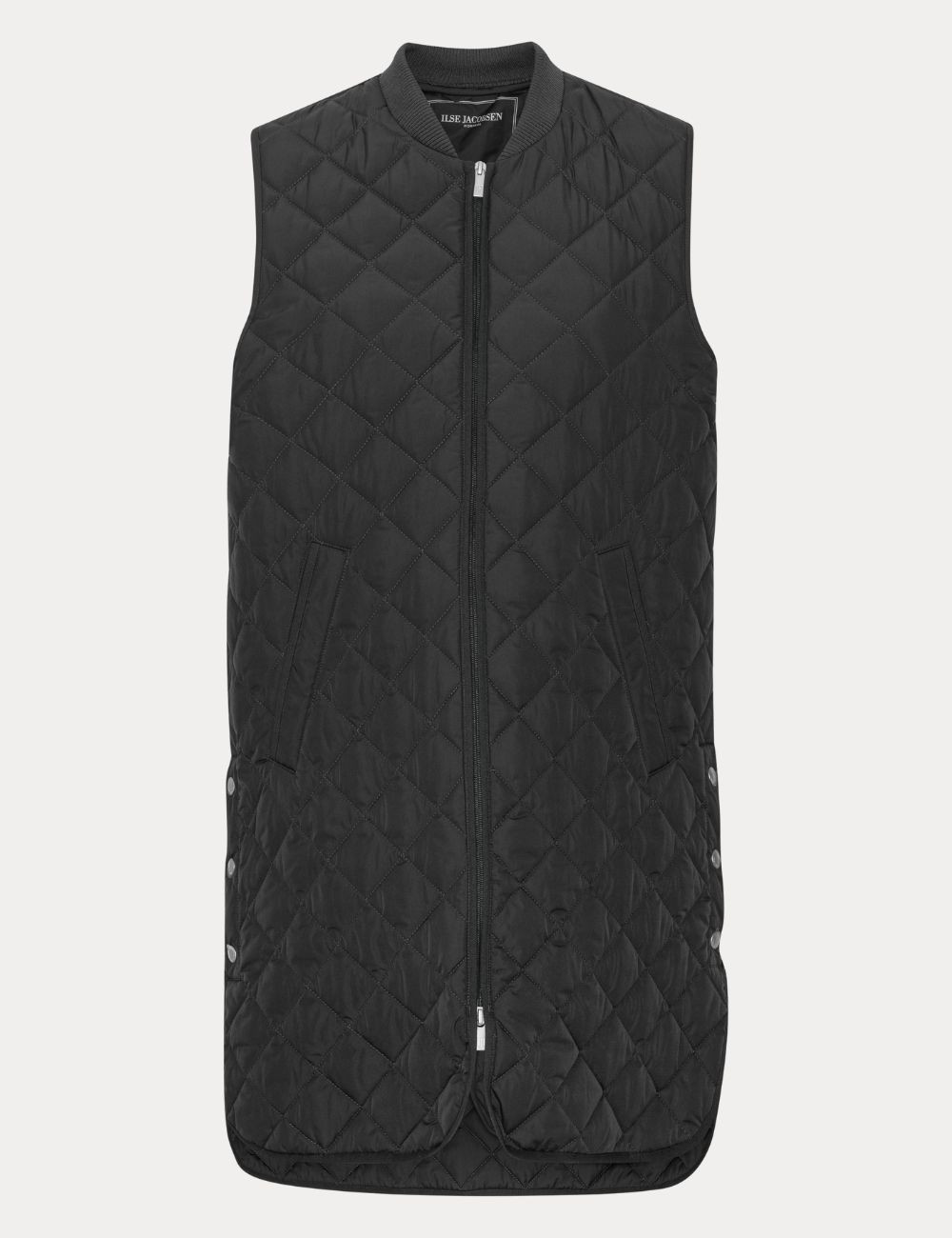 ジャケット・アウター Quilting Vest Long Black ART25 quilted sleeveless vest - Ilse Jacobsen