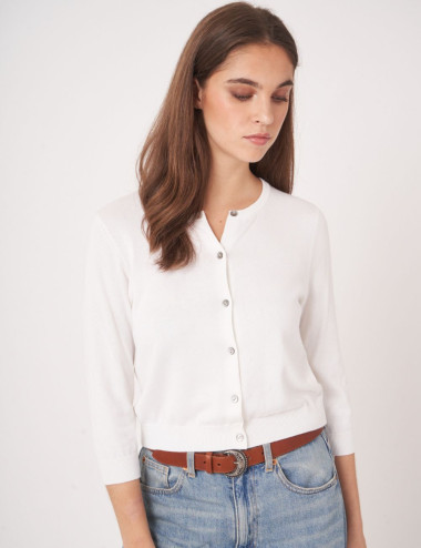 Cardigan court à col rond...