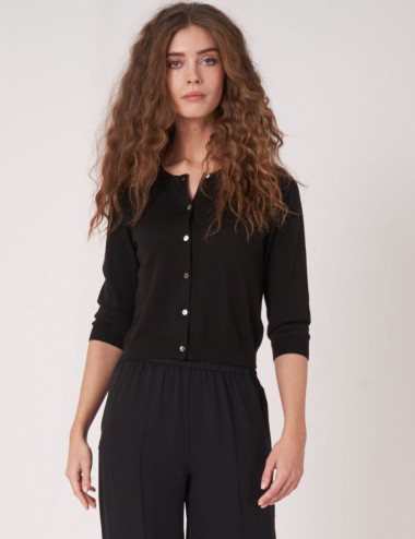 Cardigan court à col rond...