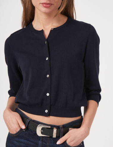 Cardigan court à col rond...