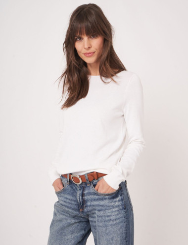 Pull basique blanc à...