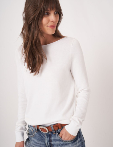 Pull basique blanc à...