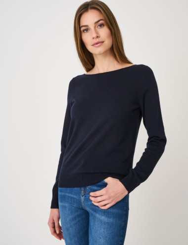 Pull basique marine à...