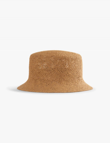 Chapeau en paille camel -...