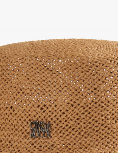 Chapeau en paille camel -...