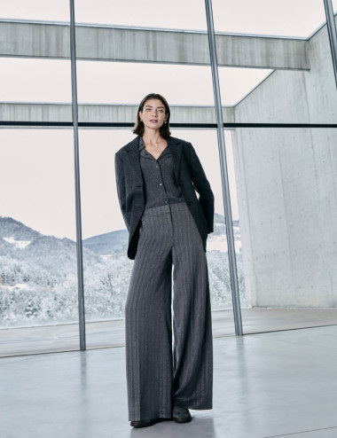 Pantalon Anais gris à fines...