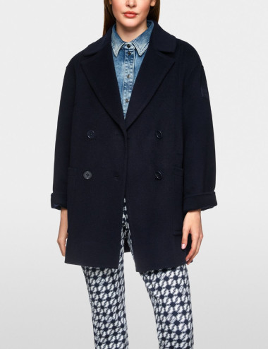 Manteau marine en laine -...