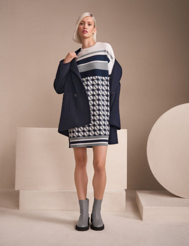 Manteau marine en laine -...