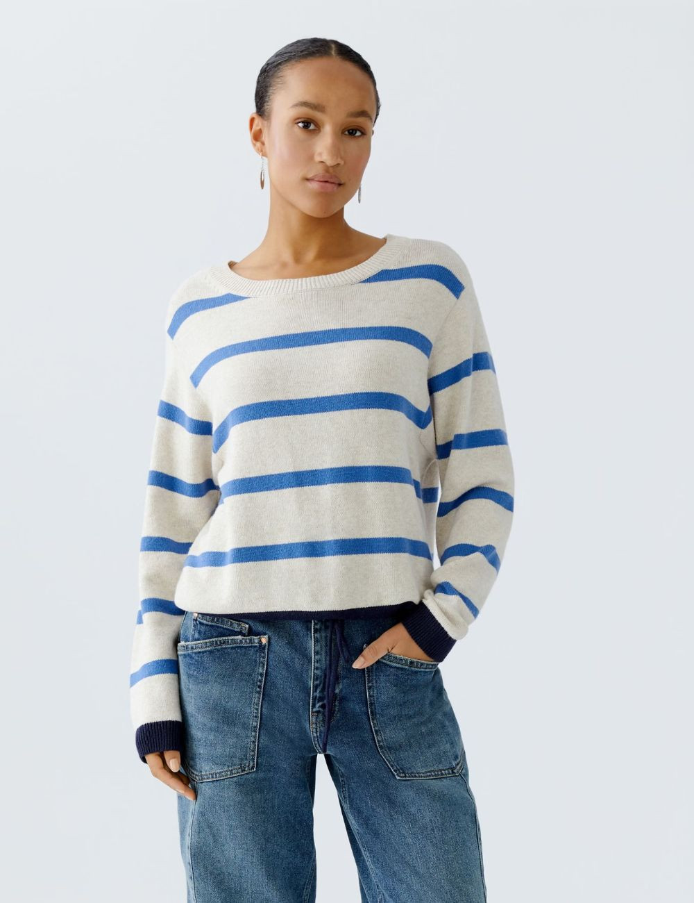 Pullover offwhite and blue OUI