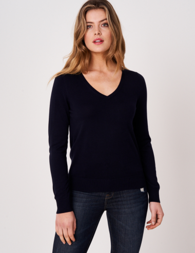 Pull basique marine à...