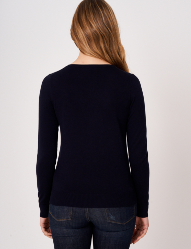 Pull basique marine à...