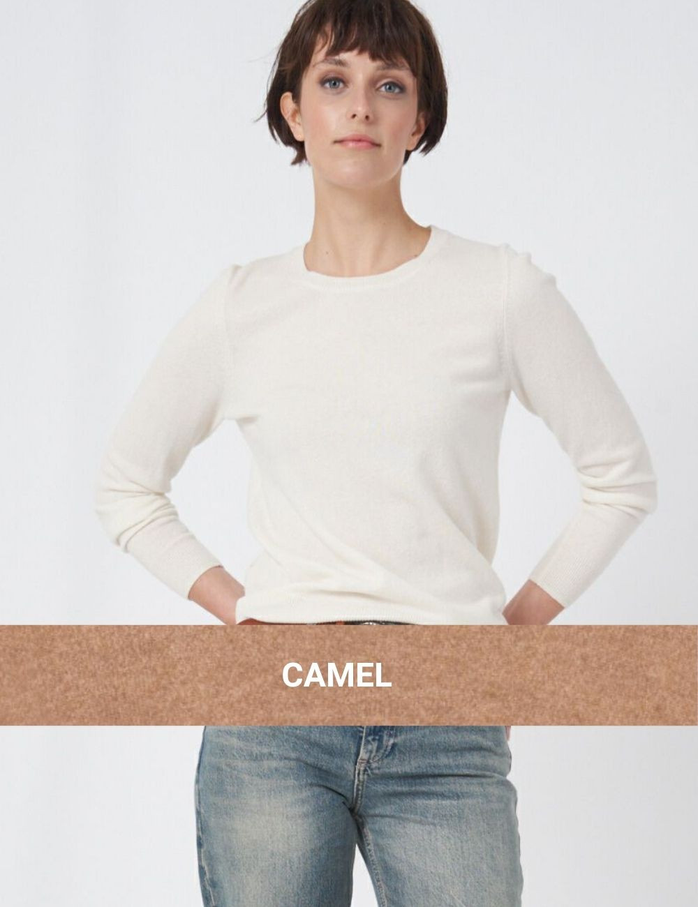 Pull à encolure ronde en cachemire camel Repeat