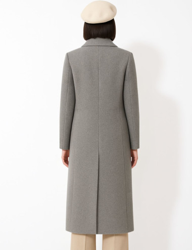Manteau long gris platine -...