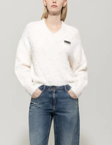 Pull crème à col en V...